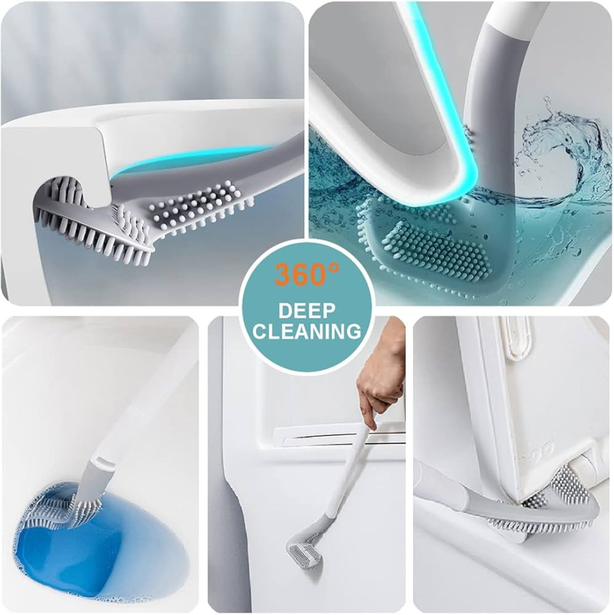 360° Golf Toilet Cleaning Brush | Flexible Silicone Toilet Brush with Long Handle